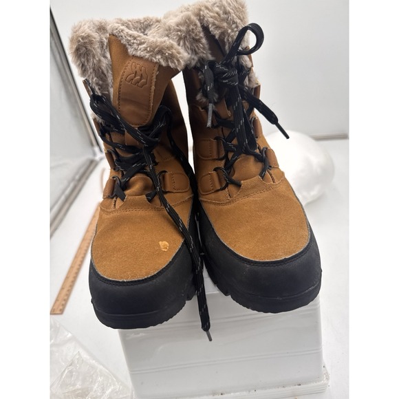All In Motion Thermolite Waterproof Winter Boots Tan Size W8 M6 Comfy Furry Lace - Picture 3 of 10